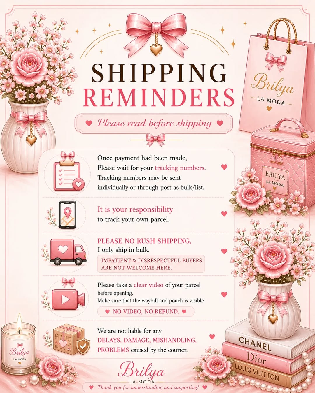 Brilya La Moda — Shipping Reminders